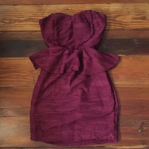 Wine colored peplum mini dress